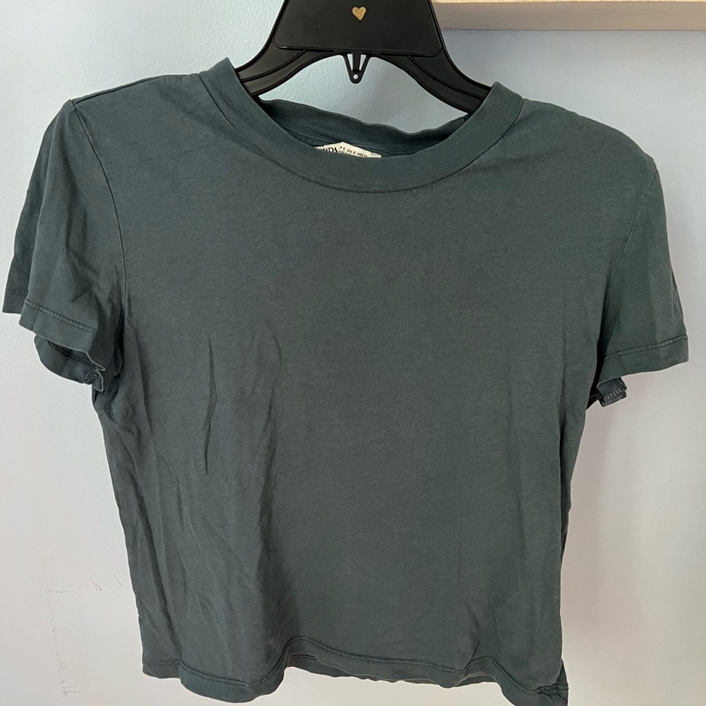 Zara simple tee in muted blue color :)